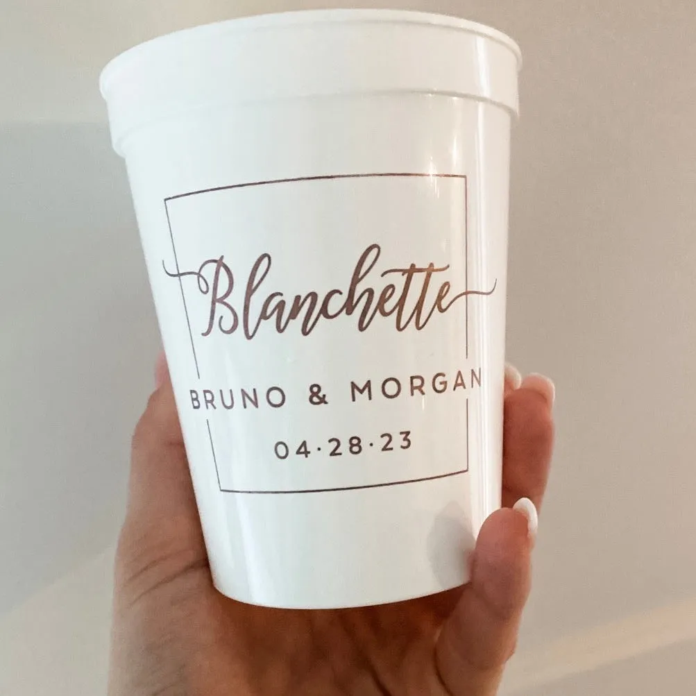 White Stadium Wedding Cups