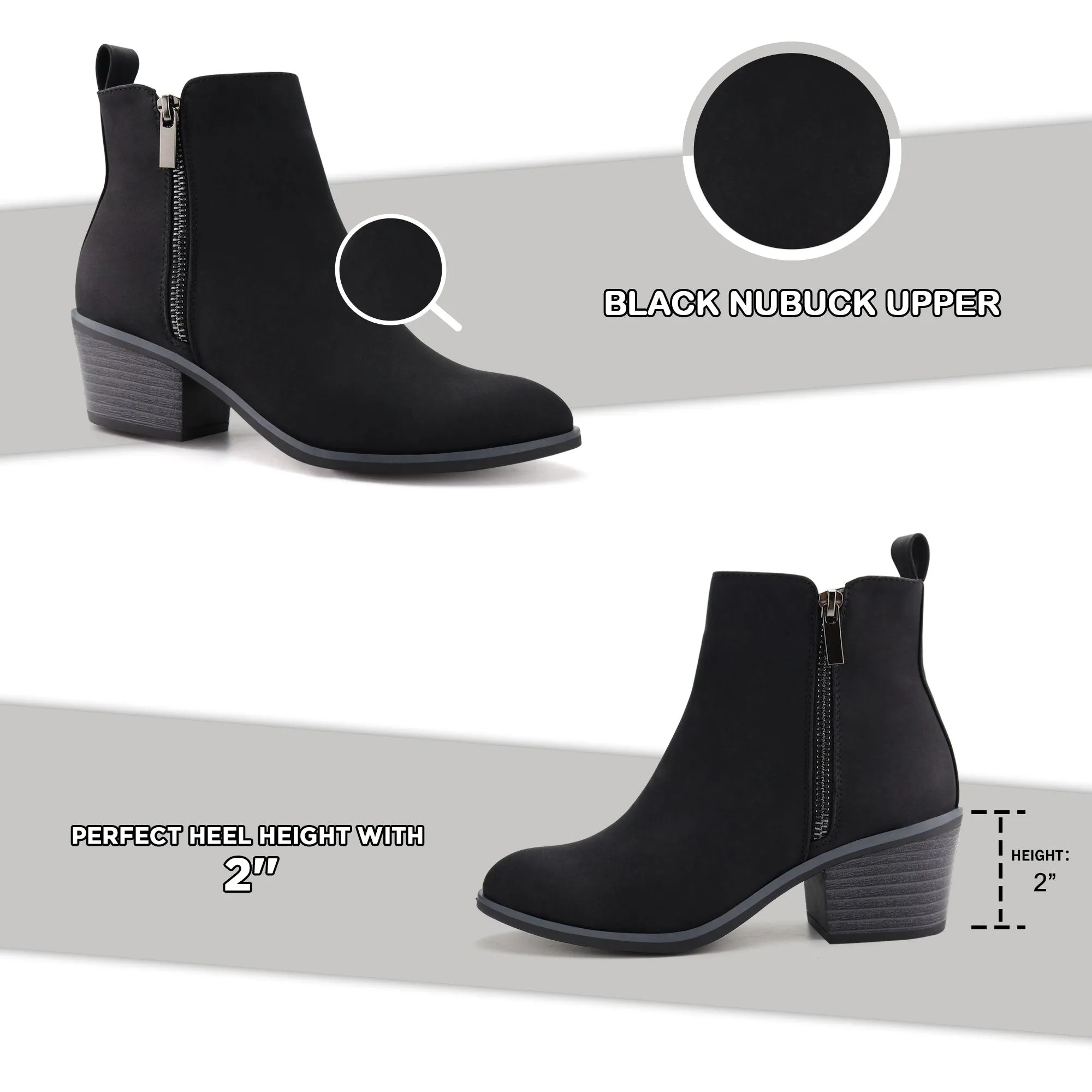 Women Ankle Boots with Side Zipper