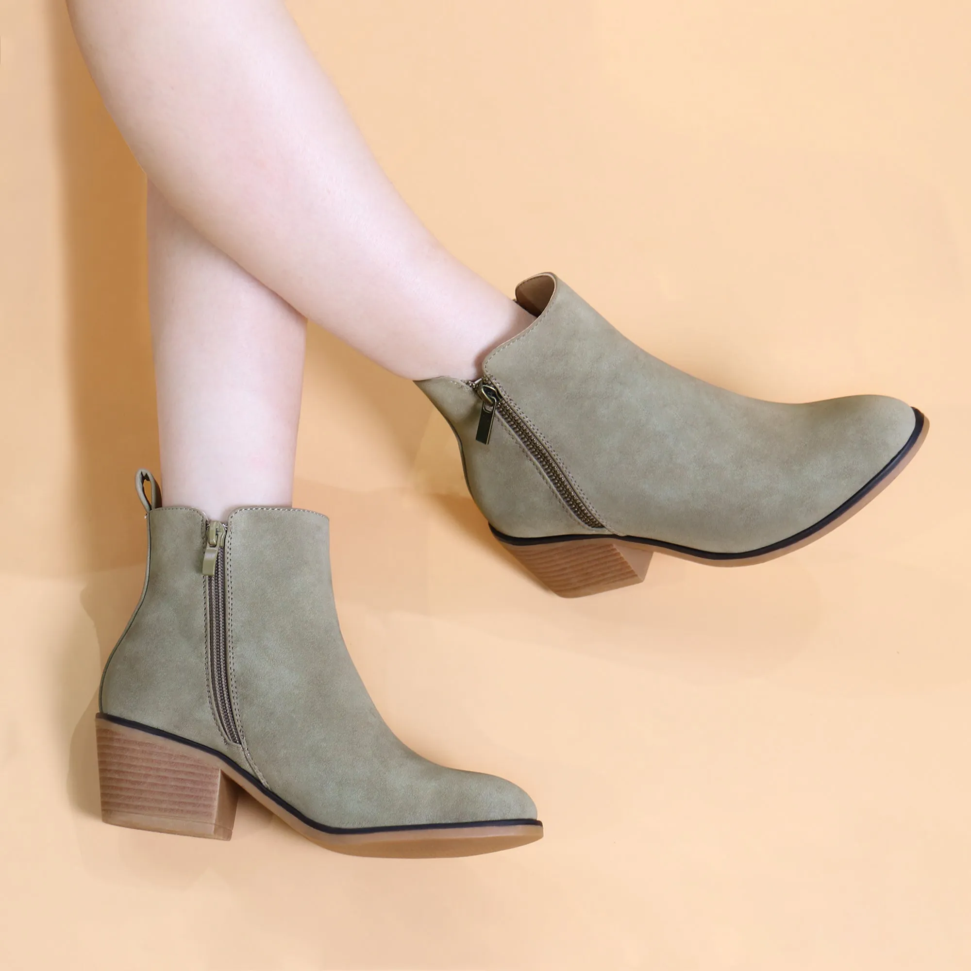 Women Ankle Boots with Side Zipper