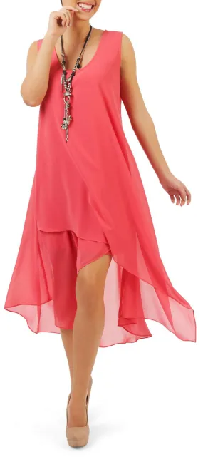 Women's Dresses Coral Chiffon Flattering Fit Quality Fabric Made in Canada Yvonne Marie Boutiques