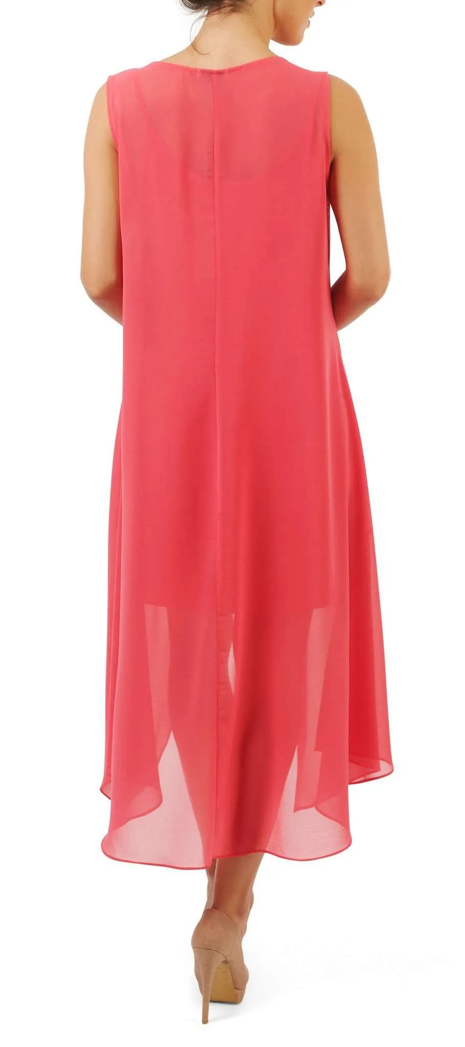 Women's Dresses Coral Chiffon Flattering Fit Quality Fabric Made in Canada Yvonne Marie Boutiques