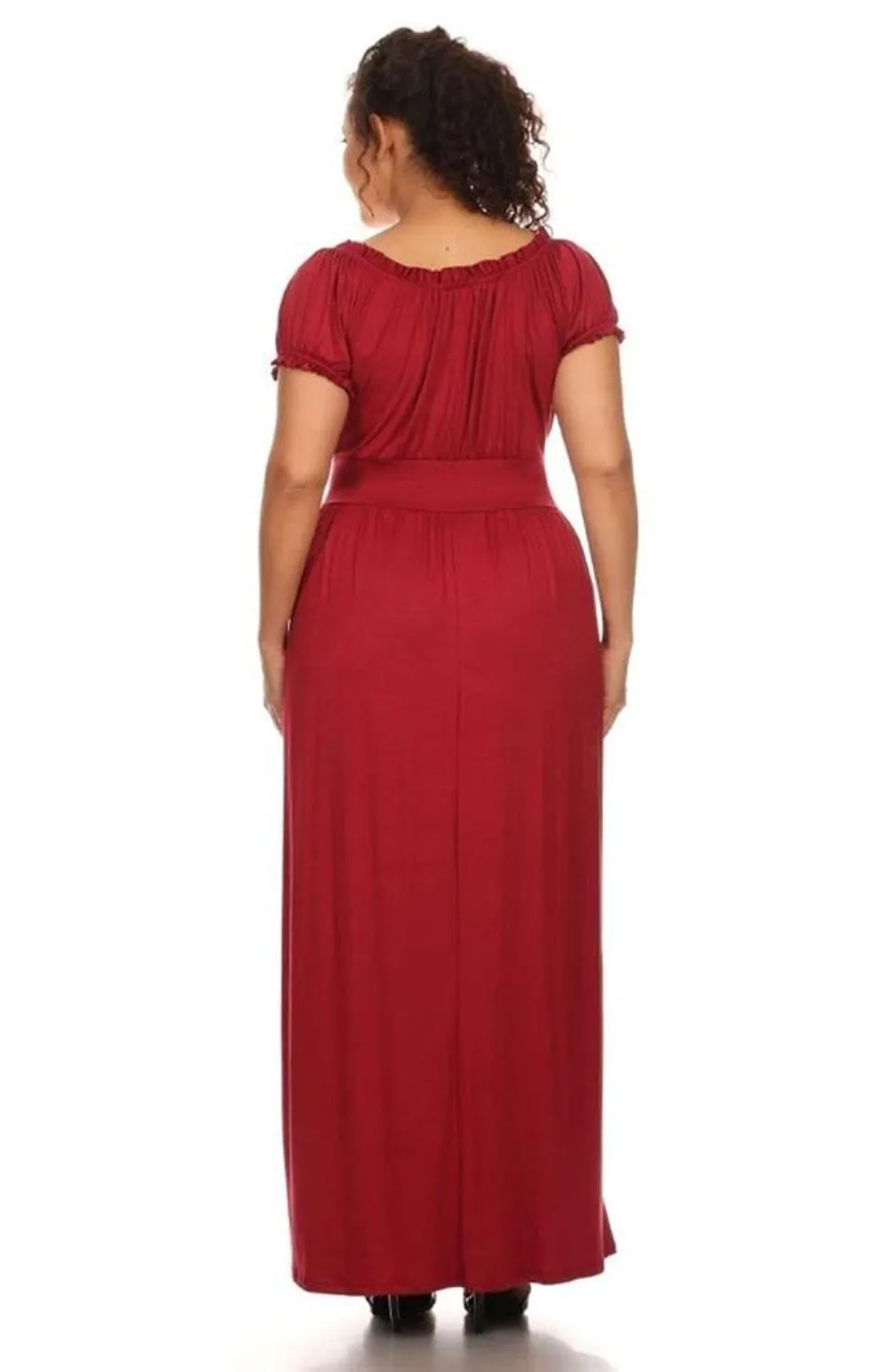 Womens Plus Size Solid Red Wench Style Maxi Dress U.S.A