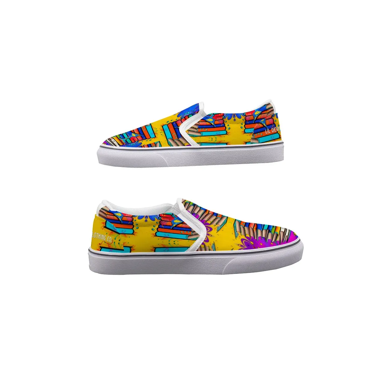 Women's Slip On Sneakers 220 books, theme, print