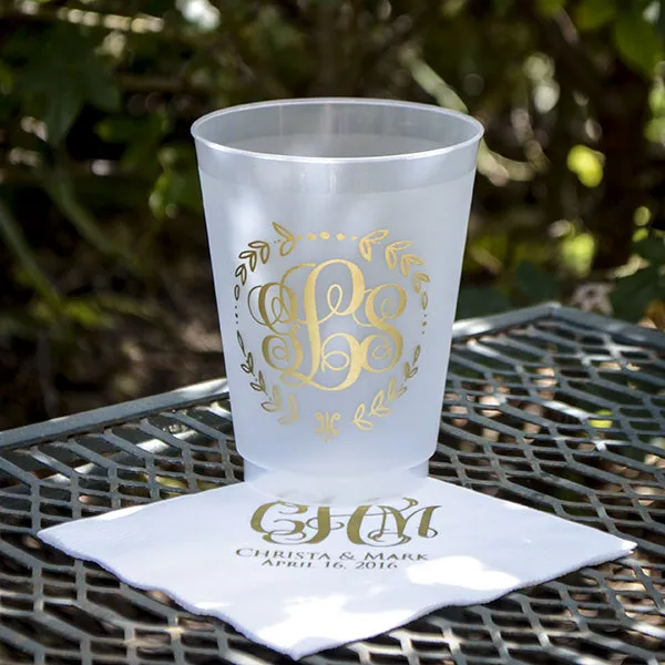 Wreath Border Monogram Shatterproof Cup