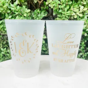 Wreath Initial Shatterproof Cups