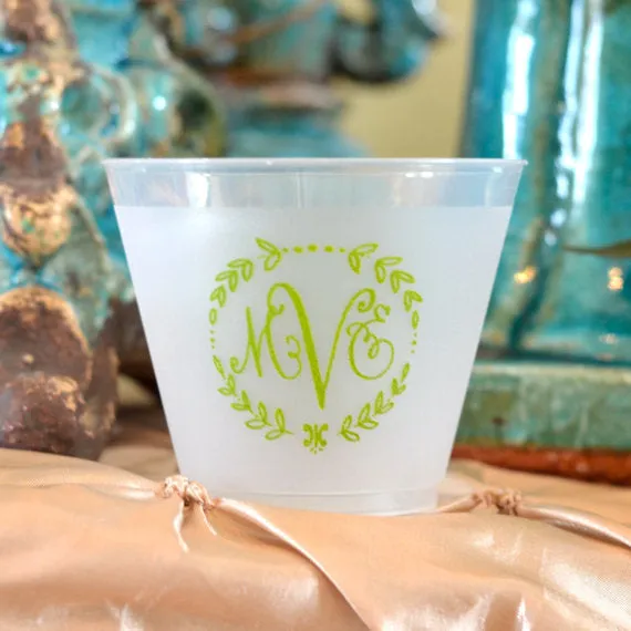 Wreath Monogram Custom Shatterproof Cups