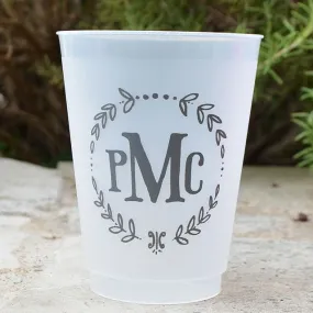 Wreath Monogram Custom Shatterproof Cups