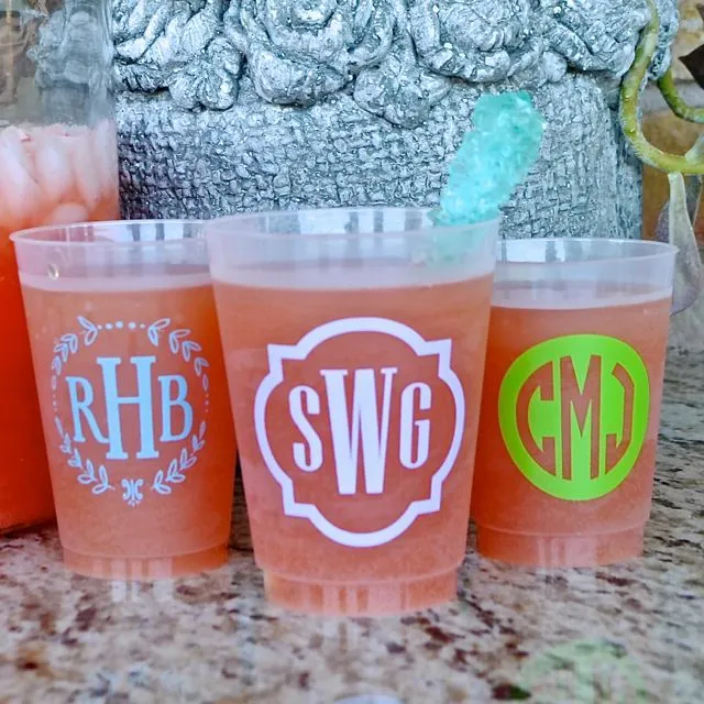 Wreath Monogram Frosted Wedding Cups