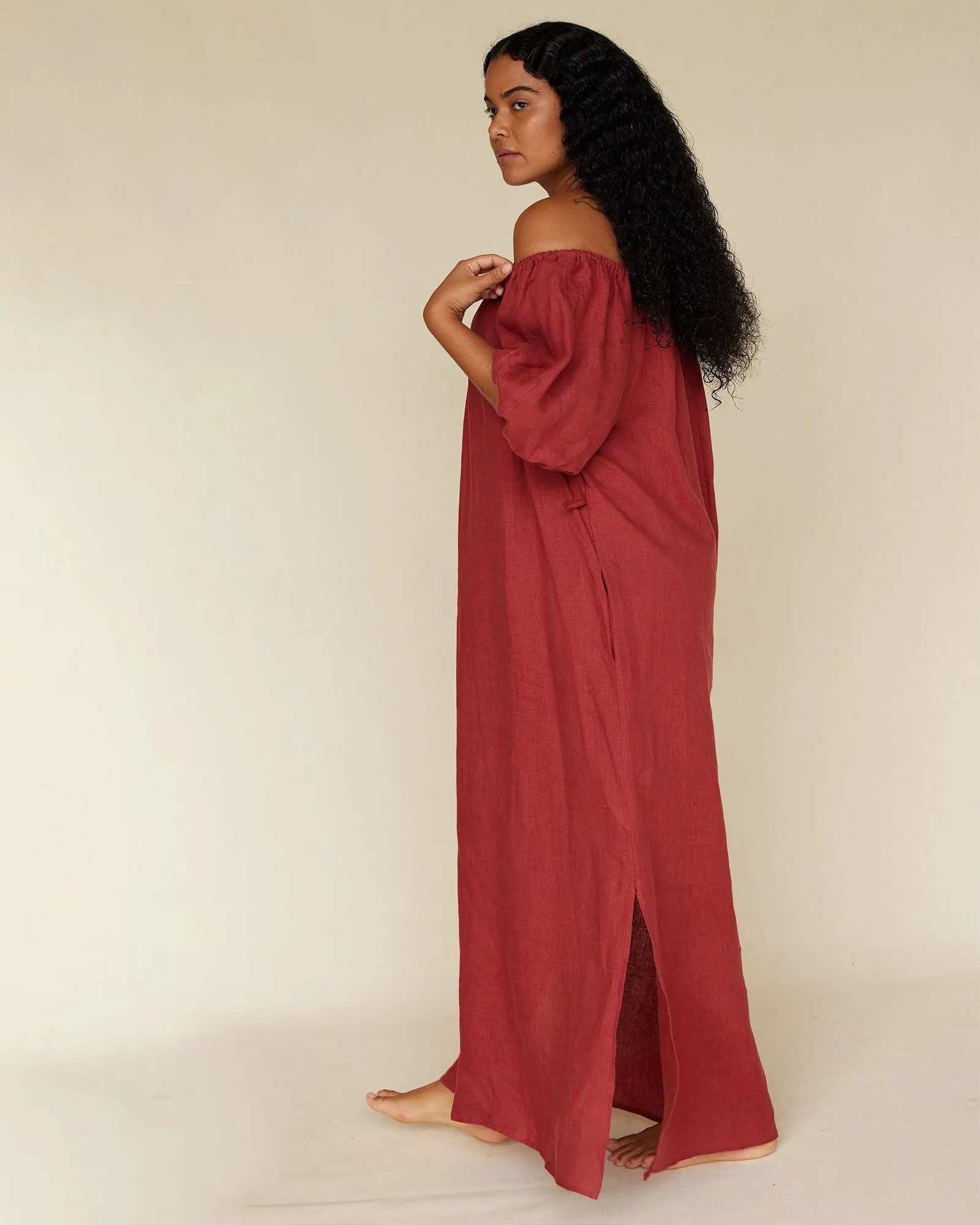 Wren Linen Maxi Dress - Russet