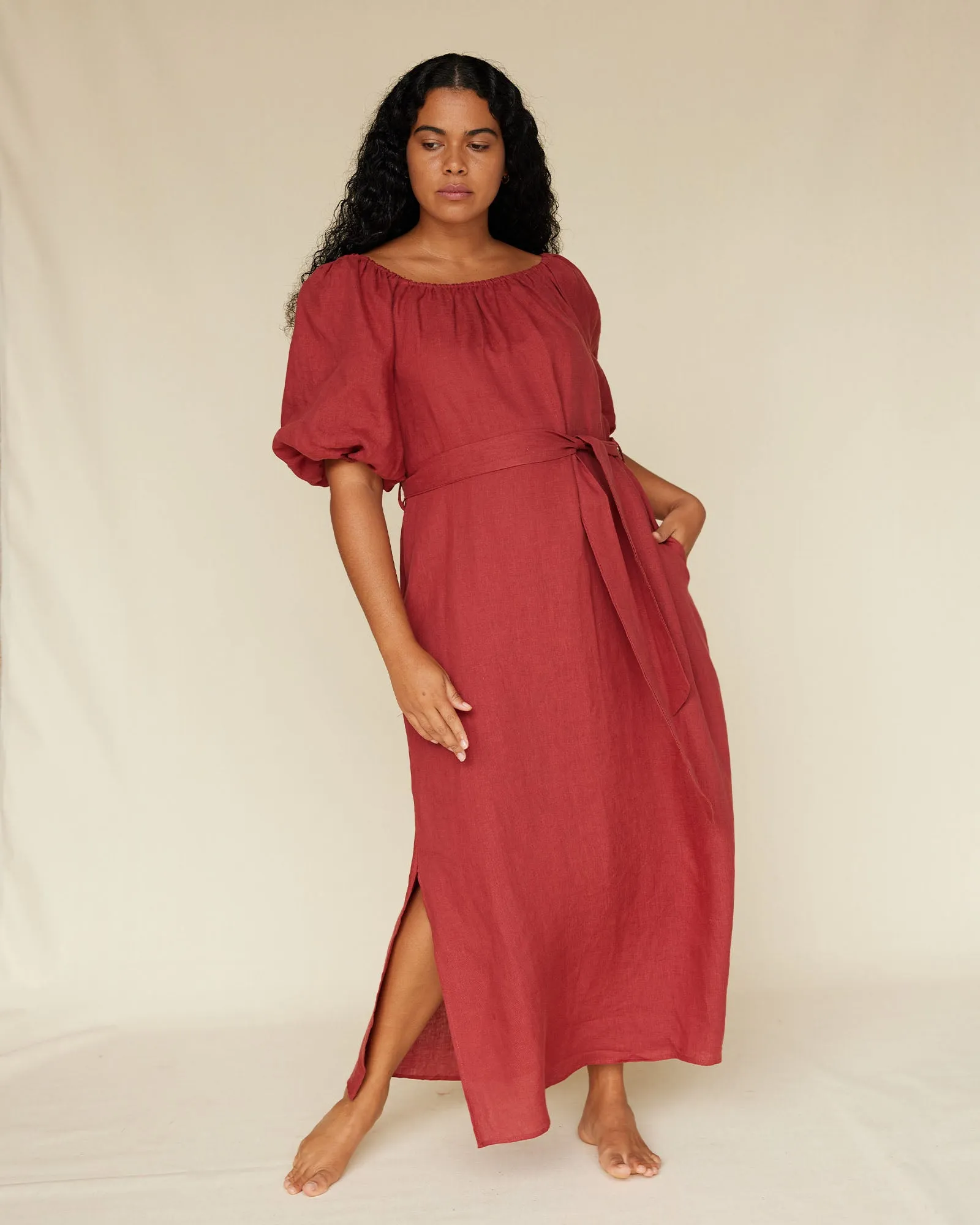 Wren Linen Maxi Dress - Russet