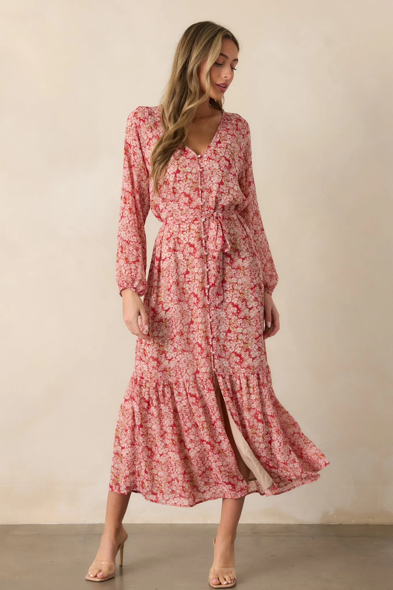 Z Supply Della Cranberry Floral Maxi Dress