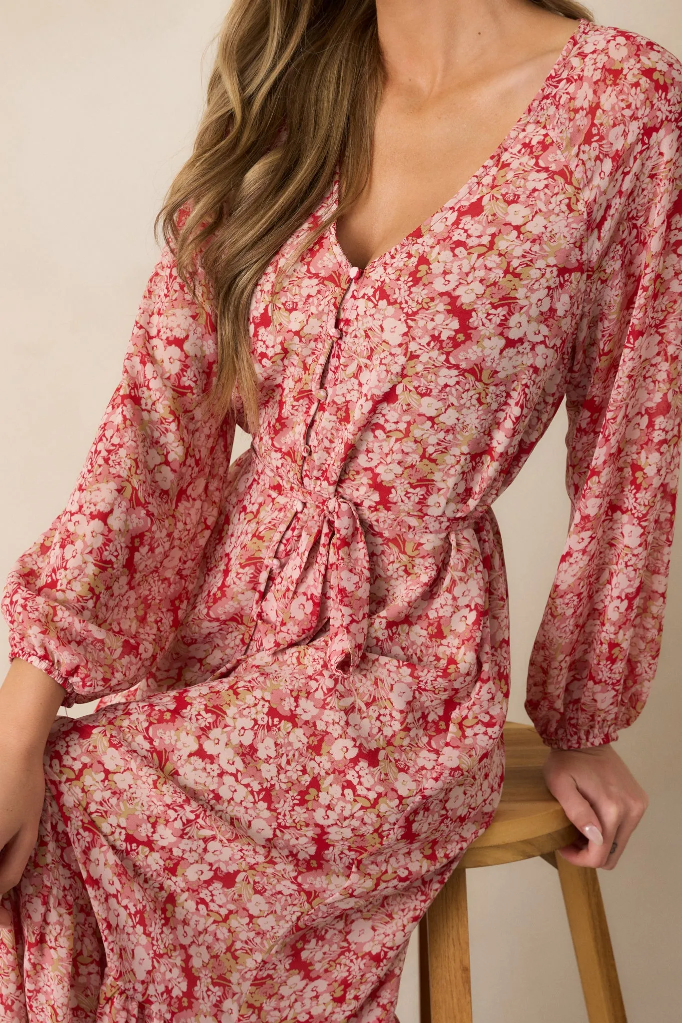 Z Supply Della Cranberry Floral Maxi Dress